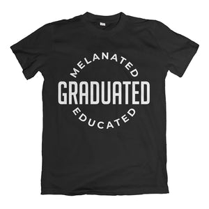 Melanated Graduated White Print T Shirt